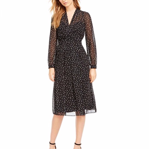 Anne Klein Women's Long Sleeve V-Neck Flare Dress - Picture 1 of 2